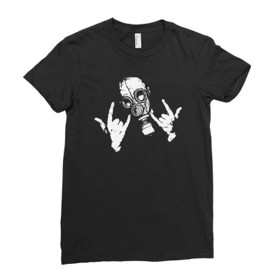 Devil Horns Ladies Fitted T-shirt Designed By Mdk Art