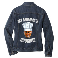 My Momma's Cooking Kwame Brown Mama's Son Peoples Champ Bust Ladies Denim Jacket | Artistshot