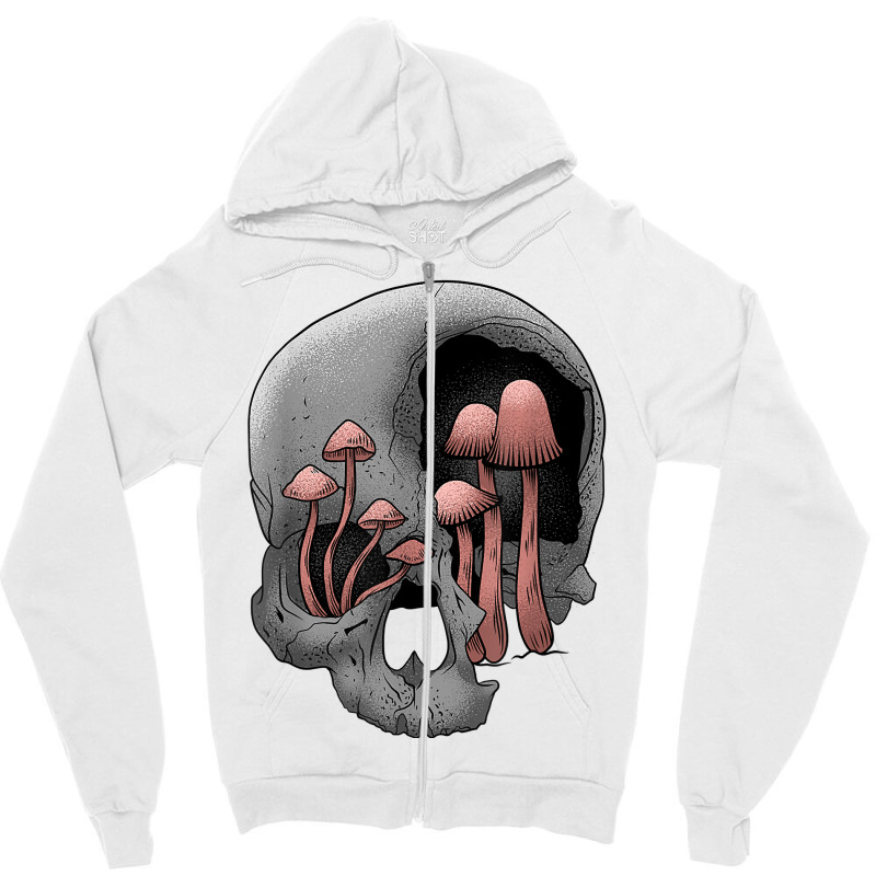 Skull Morel Mushrooms Mycologist Goth Mushroom Art T Shirt Zipper Hoodie by h.avenaver | Artistshot