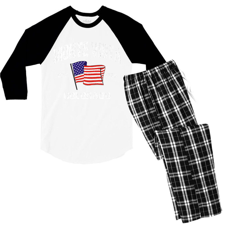 Monte Vista Colorado Co Usa Stars & Stripes Vintage Style Premium Men's 3/4 Sleeve Pajama Set by PhoebeHaggett | Artistshot