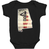 Patriotic Alabama Soldier Saluting Us Flag Tee Aag001 Baby Bodysuit | Artistshot