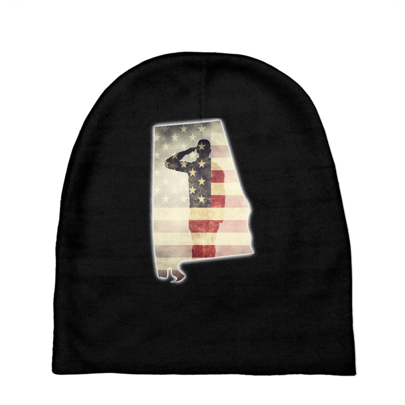 Patriotic Alabama Soldier Saluting Us Flag Tee Aag001 Baby Beanies by juleakuehneman | Artistshot