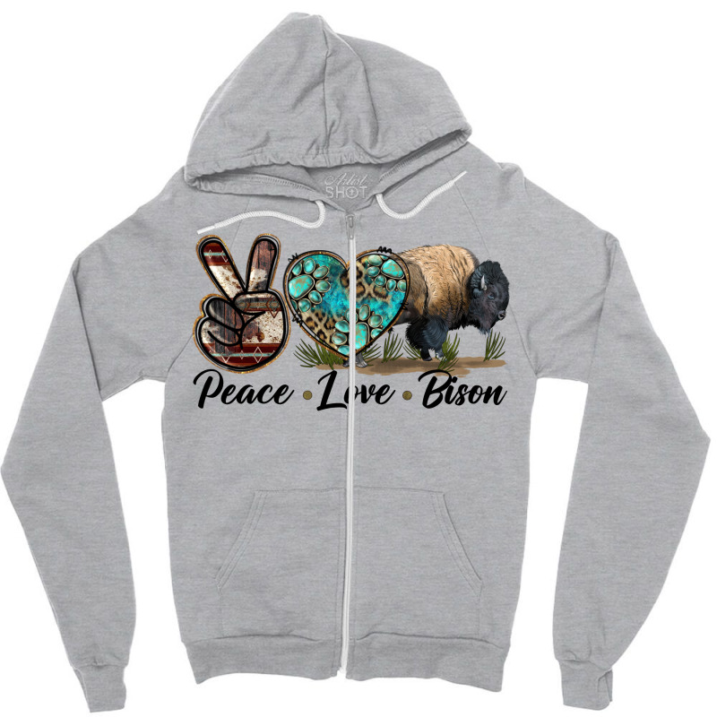 Peace Llve Bison Zipper Hoodie | Artistshot