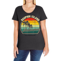 Vintage Dauphin Island Alabama Summer Vacation Sunset Palm T Shirt Ladies Curvy T-shirt | Artistshot