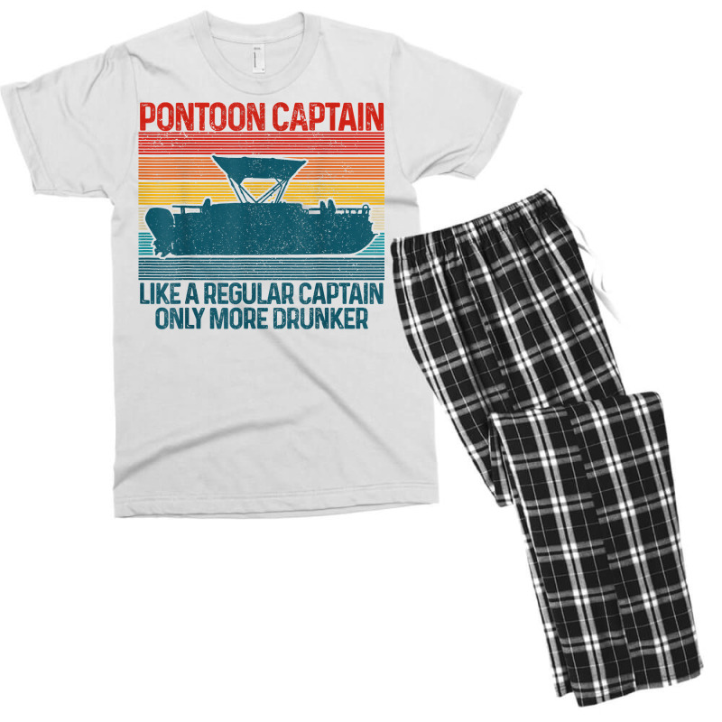 Mens Pontoon Captain Vintage Funny Pontoon Boat Boating Gift T Shirt Men's T-shirt Pajama Set | Artistshot