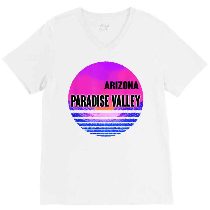 Vintage Paradise Valley Shirt Vaporwave Arizona V-Neck Tee by paisleafuscaldo | Artistshot