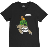 Sloth Turtle Snail Piggyback T Shirt Animal Running Wild Tee V-neck Tee | Artistshot