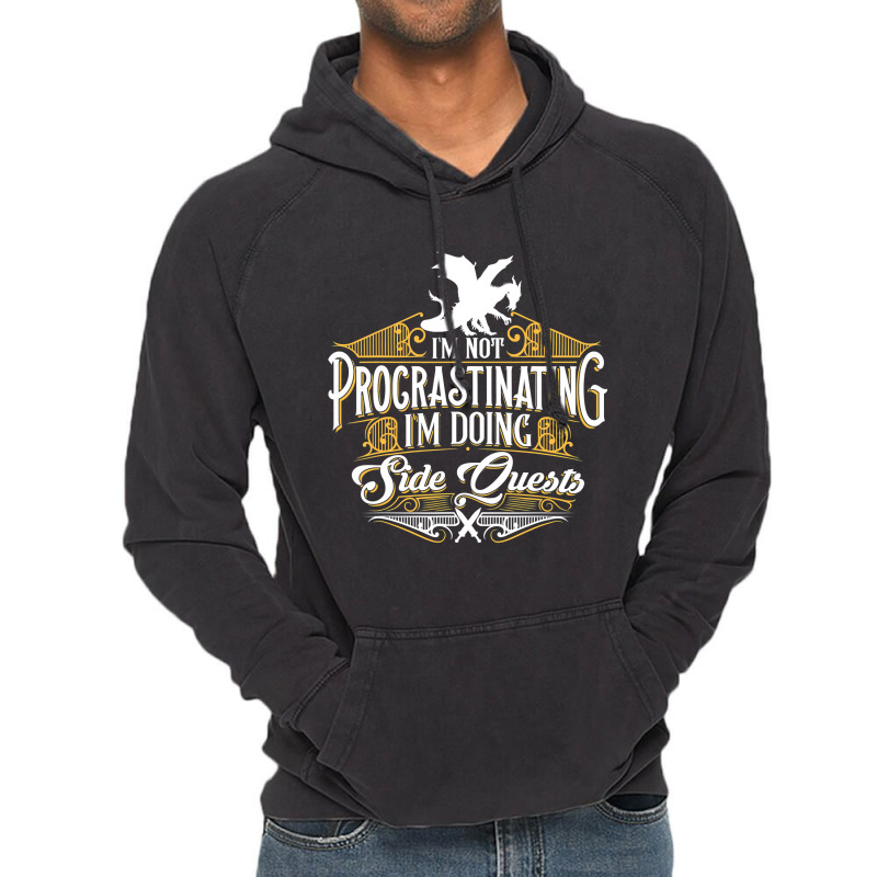 Not Procrastinating Side Quests Funny Rpg Gamer Dragons Vintage Hoodie by CUSER3146 | Artistshot