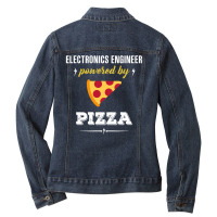 Electronics Engineer Powered By Pizza Funny Gift Ladies Denim Jacket | Artistshot