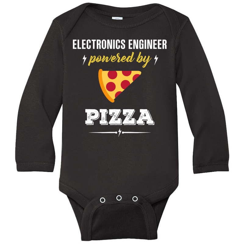 Electronics Engineer Powered By Pizza Funny Gift Long Sleeve Baby Bodysuit by gizapoya | Artistshot