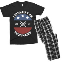 I Identify As Vaccinated American Us Flag Vintage Men's T-shirt Pajama Set | Artistshot