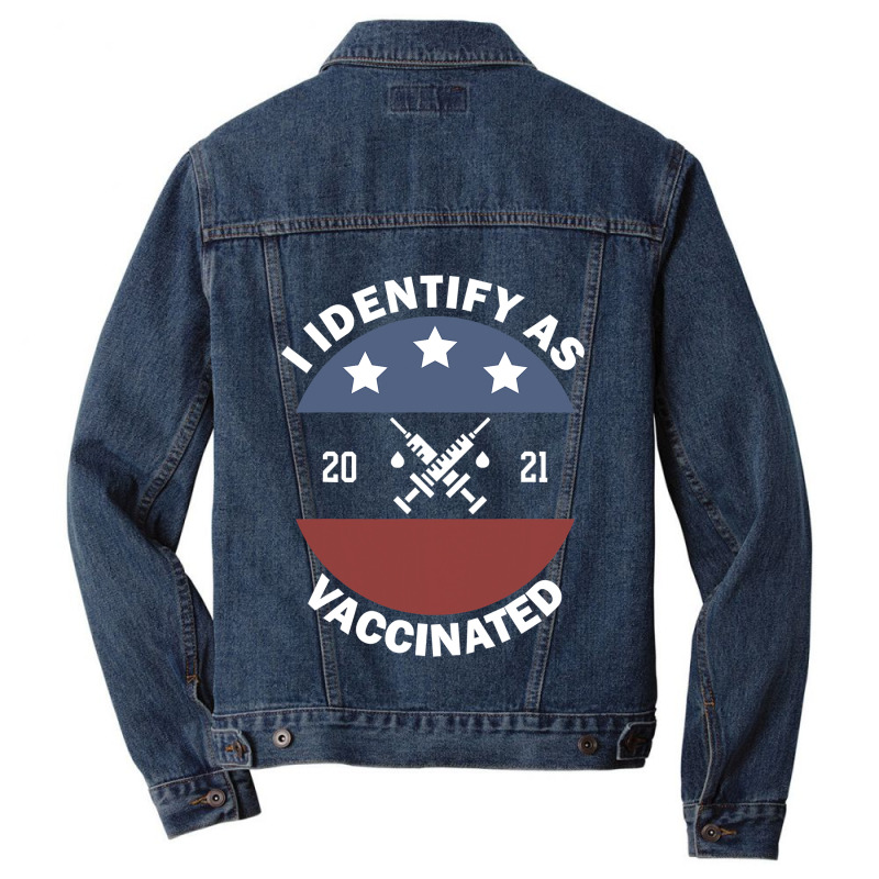 I Identify As Vaccinated American Us Flag Vintage Men Denim Jacket by VictorCruz | Artistshot