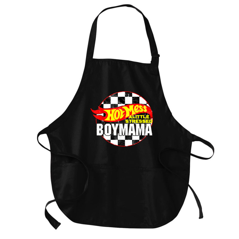 Hot Mess Little Stressed Boy Mama Racing Cars T Shirt Medium-length Apron | Artistshot