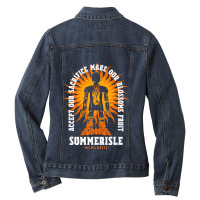 Wiccaman Vintage Distressed Occult Horror Pagan Festival Horror Scary Ladies Denim Jacket | Artistshot