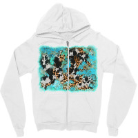 Turquoise Cowhide Leopard Background Zipper Hoodie | Artistshot