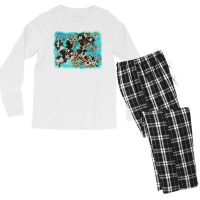 Turquoise Cowhide Leopard Background Men's Long Sleeve Pajama Set | Artistshot