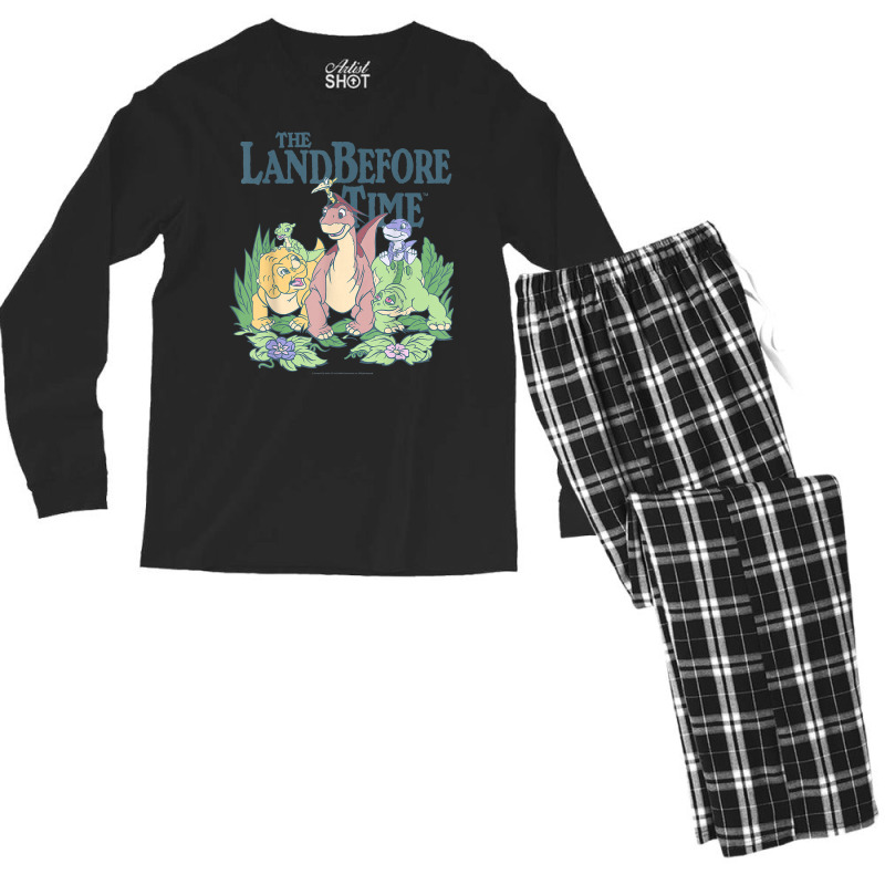 Land Before Time Pastel Dinosaur Friends T Shirt Men's Long Sleeve Pajama Set | Artistshot