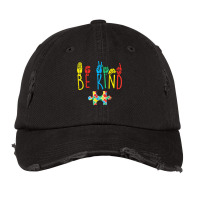 Be Kind Hand Sign Language Puzzle Autism Awareness Asl Mom Vintage Cap | Artistshot