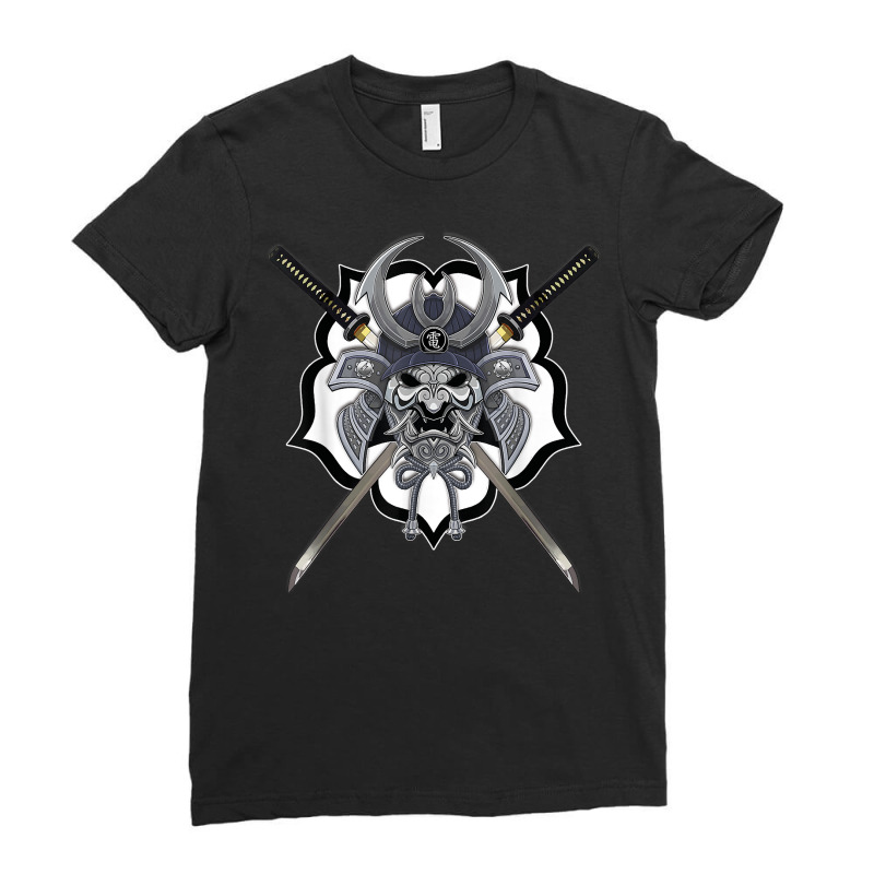 Samurai Ninja Helmet Katana Illustration T Shirt Ladies Fitted T-Shirt by cucciailleveretcq | Artistshot