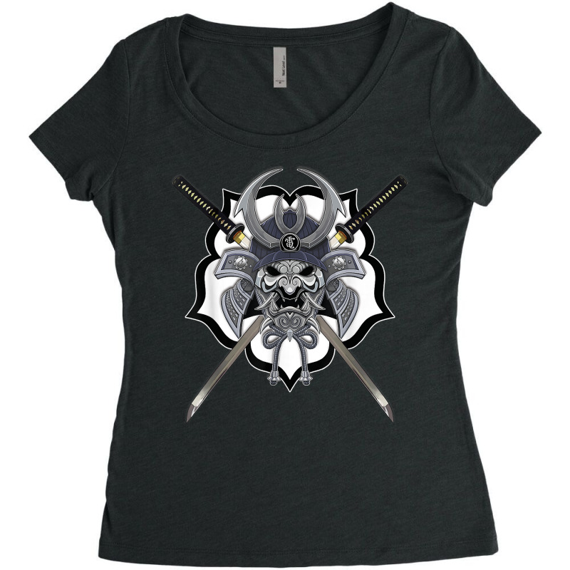 Samurai Ninja Helmet Katana Illustration T Shirt Women's Triblend Scoop T-shirt by cucciailleveretcq | Artistshot