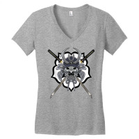 Samurai Ninja Helmet Katana Illustration T Shirt Women's V-neck T-shirt | Artistshot