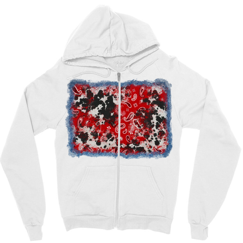 Bandana Cowhide Denim Background Zipper Hoodie | Artistshot