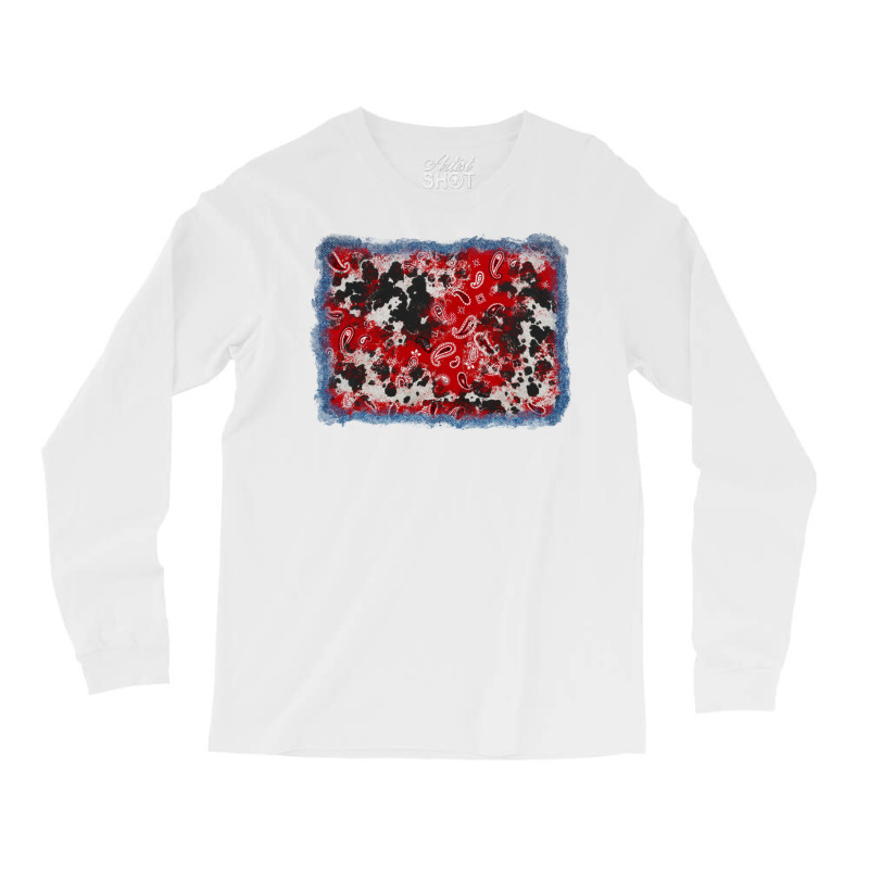 Bandana Cowhide Denim Background Long Sleeve Shirts | Artistshot