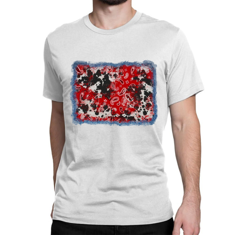 Bandana Cowhide Denim Background Classic T-shirt | Artistshot