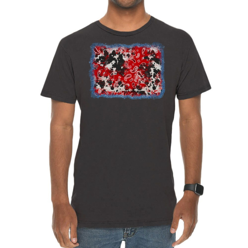 Bandana Cowhide Denim Background Vintage T-shirt | Artistshot