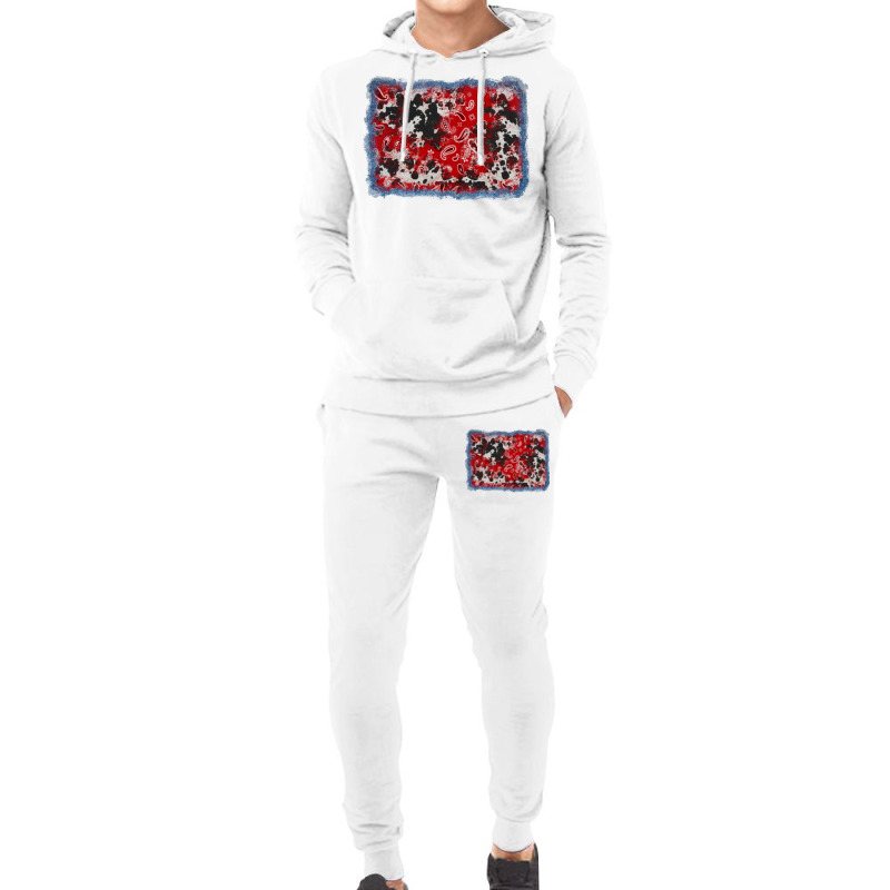 Bandana Cowhide Denim Background Hoodie & Jogger Set | Artistshot