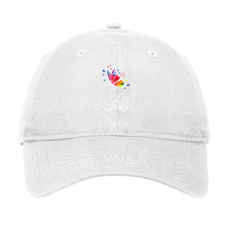 I Love You Hand Sign Language Butterfly Autism Awareness Adjustable Cap by PhoebeHaggett | Artistshot