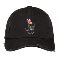 I Love You Hand Sign Language Butterfly Autism Awareness Vintage Cap | Artistshot