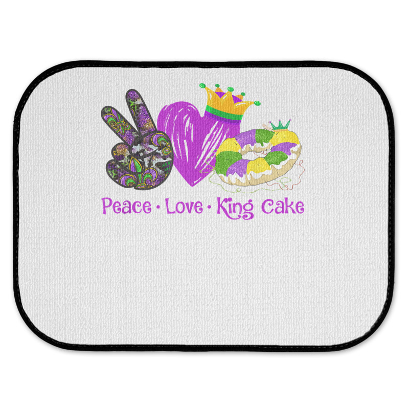 Peace Love King Cake Funny Mardi Gras Party Carnival Gifts T Shirt Rear Car Mat | Artistshot