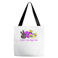 Peace Love King Cake Funny Mardi Gras Party Carnival Gifts T Shirt Tote Bags | Artistshot