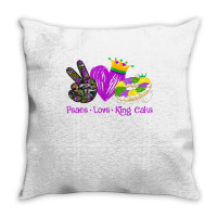 Peace Love King Cake Funny Mardi Gras Party Carnival Gifts T Shirt Throw Pillow | Artistshot