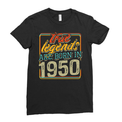 1950 Year Of Birth Born In Present Bursdag Ladies Fitted T-shirt Designed By Chuart