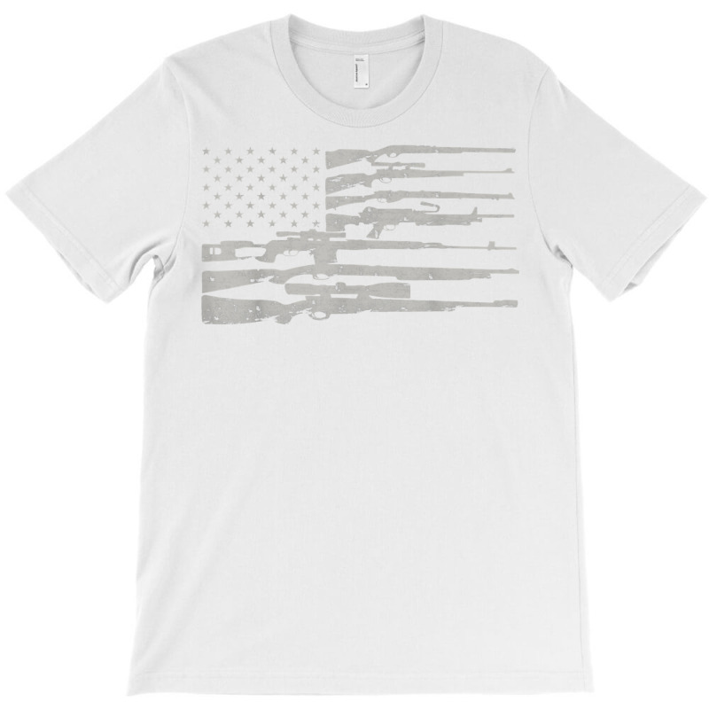 Big American Flag With Machine Guns T Shirt 2a Flag Shirt T-shirt | Artistshot