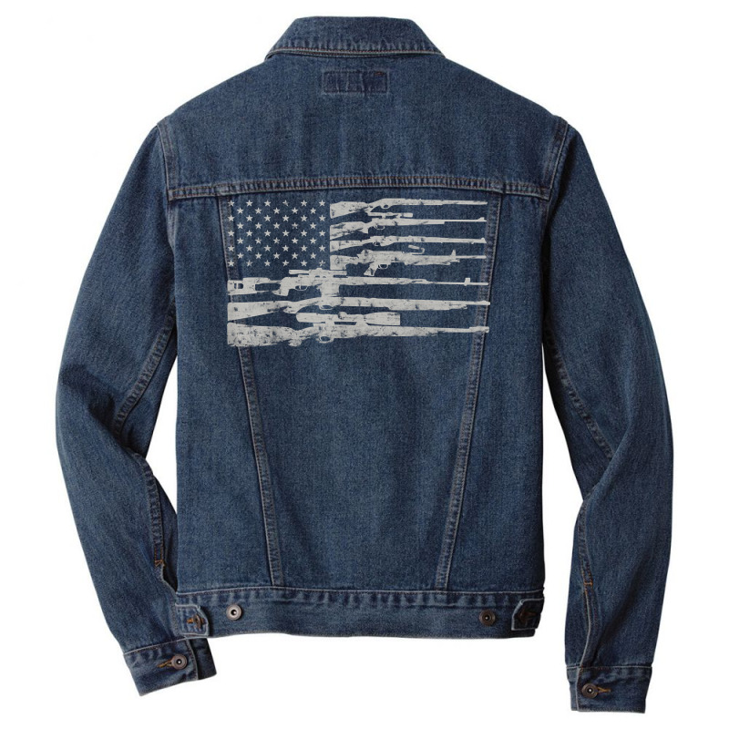 Big American Flag With Machine Guns T Shirt 2a Flag Shirt Men Denim Jacket | Artistshot