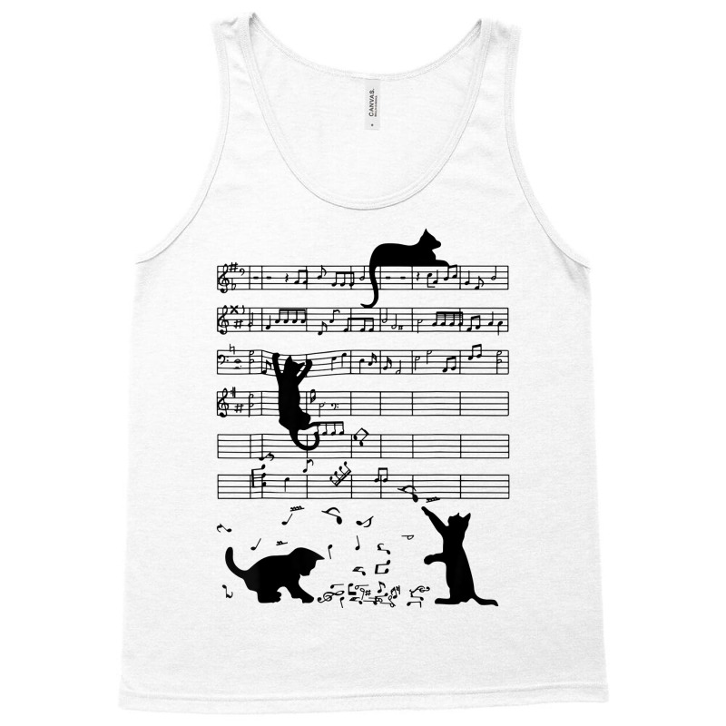 Funny Black Cat Climbing Playing Sheet Music Note Lover Cat T Shirt Tank Top by kadrienstang | Artistshot