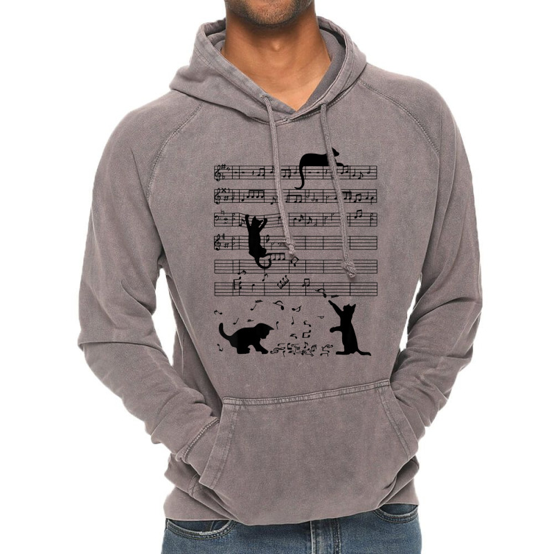 Funny Black Cat Climbing Playing Sheet Music Note Lover Cat T Shirt Vintage Hoodie by kadrienstang | Artistshot