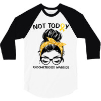 Womens Endometriosis Warrior Messy Bun Yellow Ribbon Endo Awareness 3/4 Sleeve Shirt | Artistshot