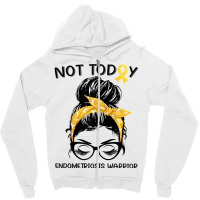 Womens Endometriosis Warrior Messy Bun Yellow Ribbon Endo Awareness Zipper Hoodie | Artistshot