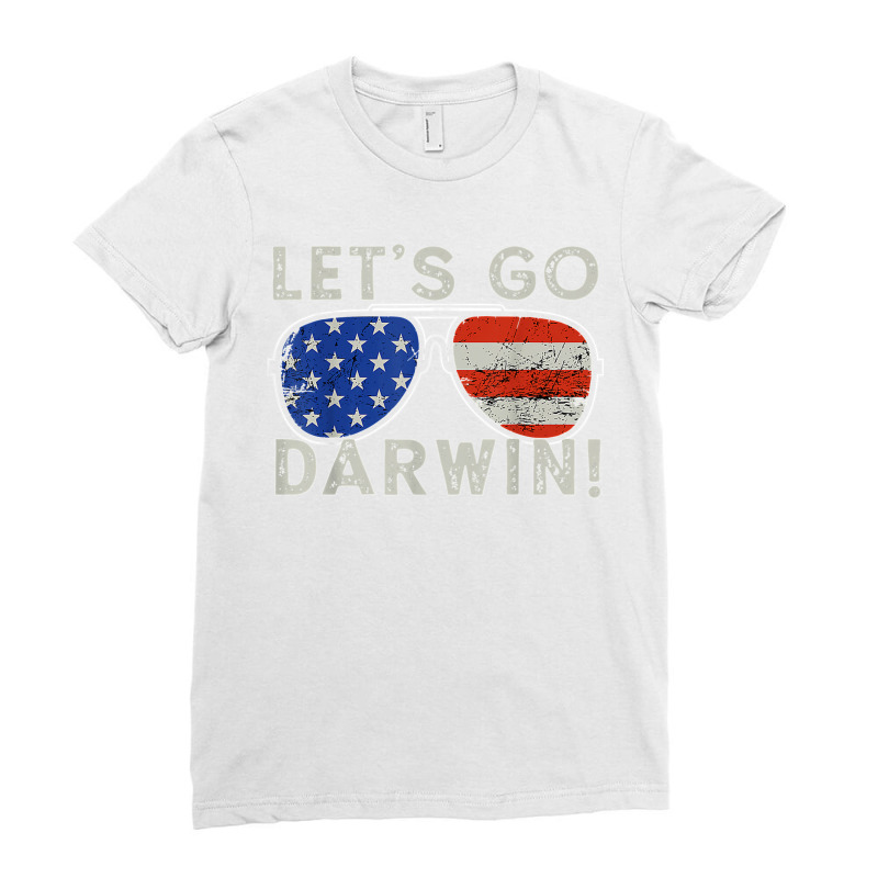 Aviator Sunglasses American Flag Let’s Go Darwin T Shirt Ladies Fitted T-Shirt by James William | Artistshot