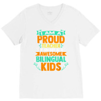 Proud School Teacher Bilingual Kids T Shirt V-neck Tee | Artistshot