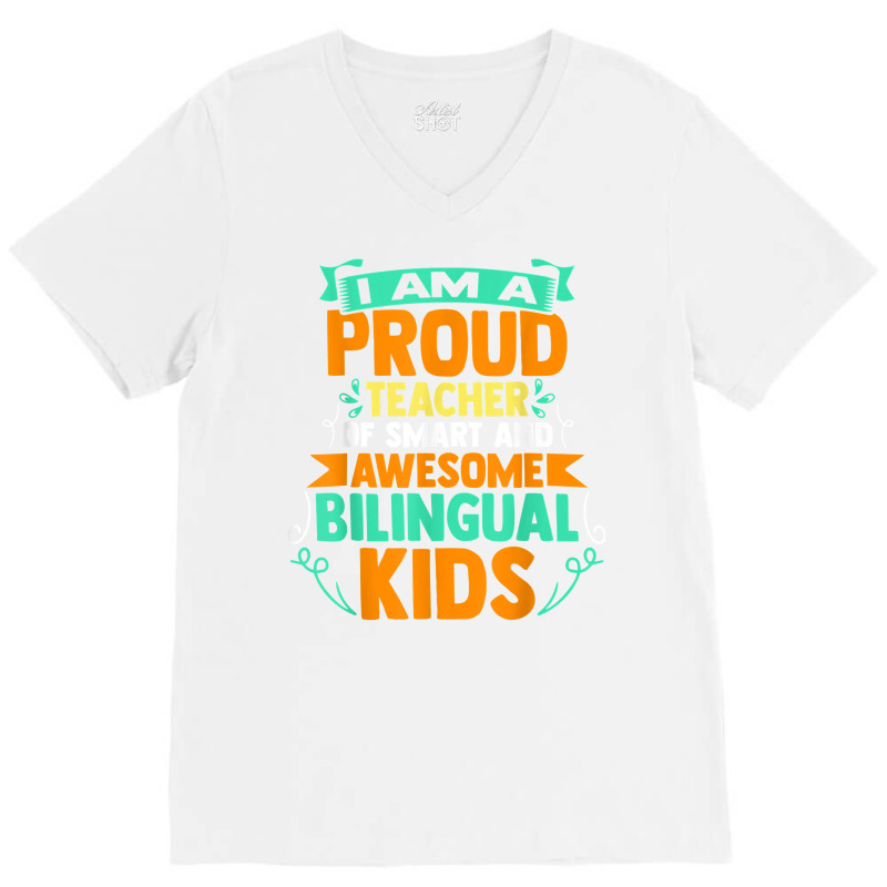 Proud School Teacher Bilingual Kids T Shirt V-Neck Tee by roussoevjaapg6u | Artistshot