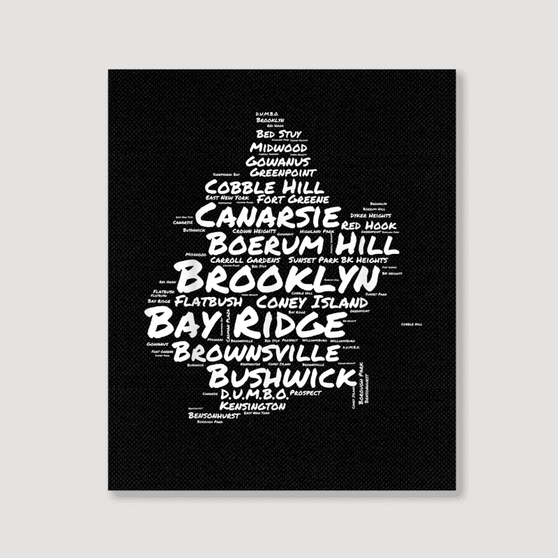 Brooklyn New York Neighborhoods Word Cloud Brooklyn T Shirt Portrait Canvas Print | Artistshot