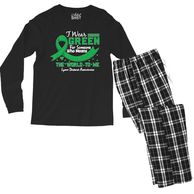 Funny Infectious Awareness Ribbon Green Lyme Disease Warrior Premium Men's Long Sleeve Pajama Set | Artistshot