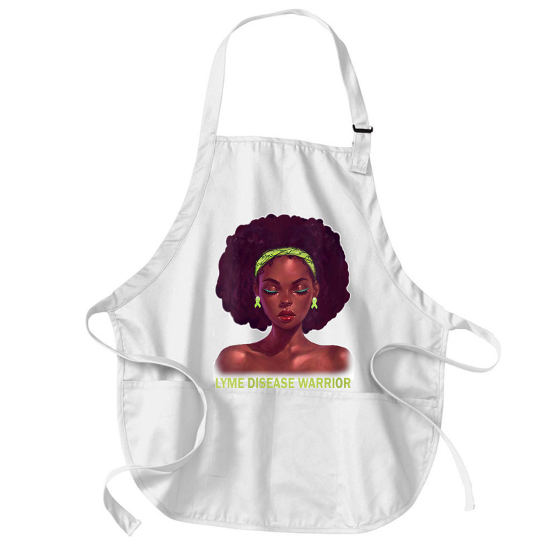 Womens Afro African American Black Woman Lyme Disease Warrior V Neck Medium-length Apron | Artistshot