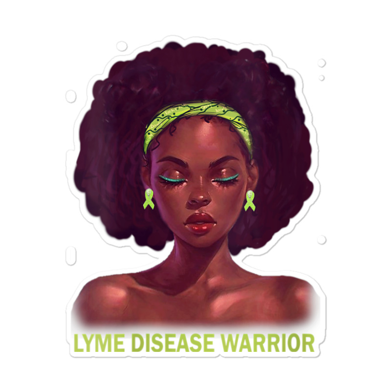 Womens Afro African American Black Woman Lyme Disease Warrior V Neck Sticker | Artistshot