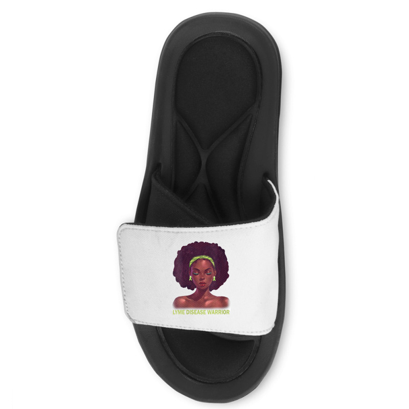 Womens Afro African American Black Woman Lyme Disease Warrior V Neck Slide Sandal | Artistshot